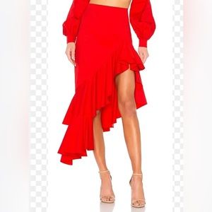 Alexis asymmetrical red skirt